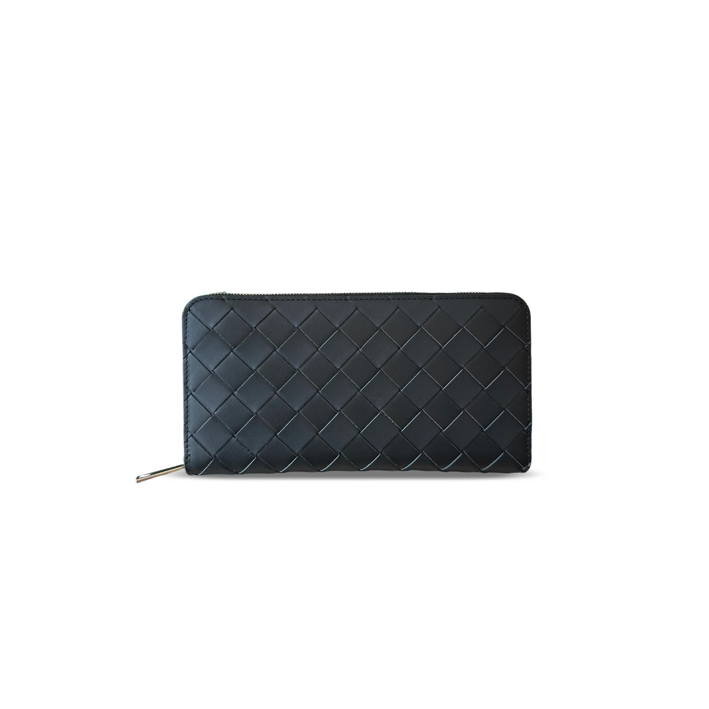 BOTTEGA VENETA INTRECCIATO ZIP-AROUND WALLET BLACK RED 593217 (19*10*2cm)